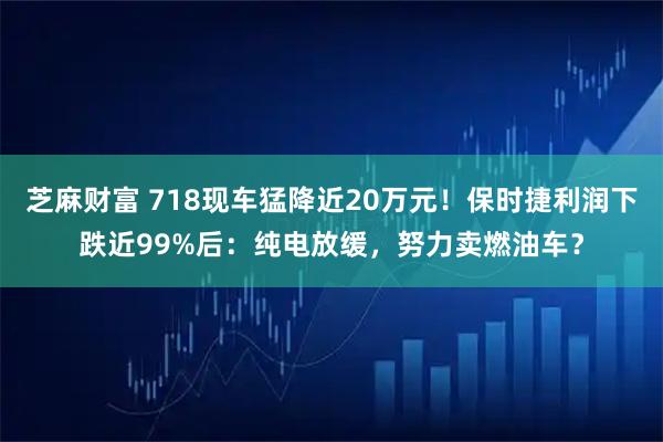 芝麻财富 718现车猛降近20万元！保时捷利润下跌近99%后：纯电放缓，努力卖燃油车？